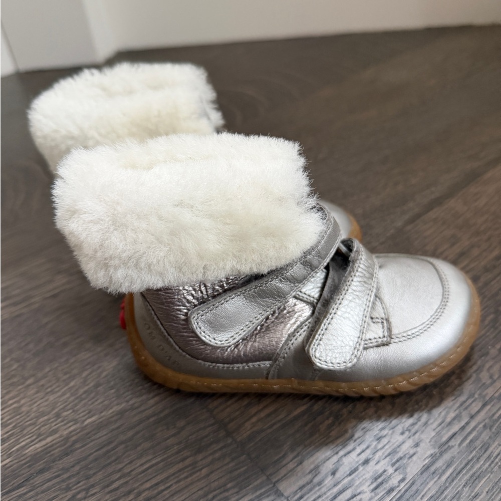 Pom D'Api Silver Kids Boots with Faux Fur